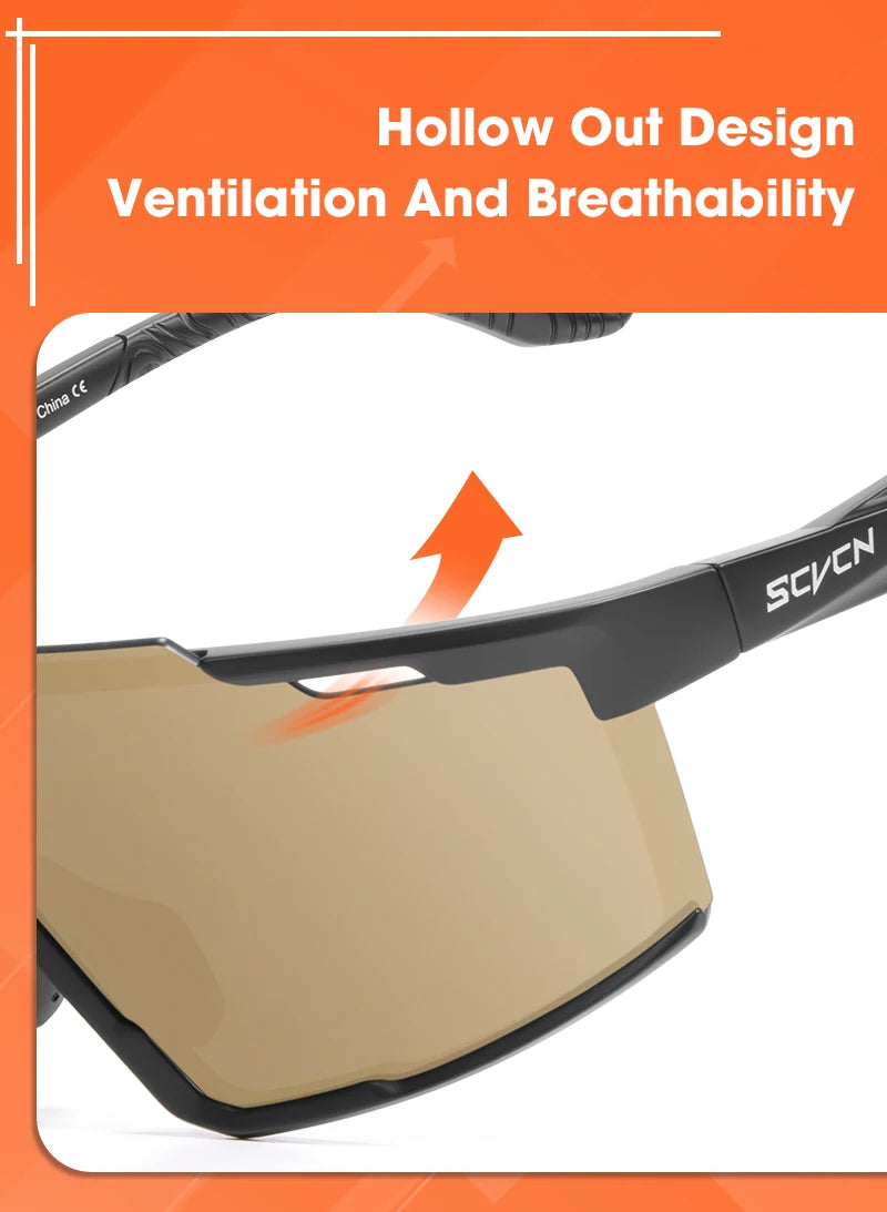 SCVCN Photochromic Cycling Sunglasses Sports Bicycle Glasses MTB Mountain Bike Goggles Accessories UV400 Outdoor Eyewear Men