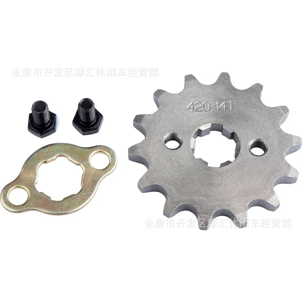 Roda dentada do motor dianteiro para Pit Dirt Bike, Acessórios de substituição, 420, 10, 12, 13, 14, 15, 16, 17, 18, 19 Dente, 17mm, 70cc, 110cc, 125cc