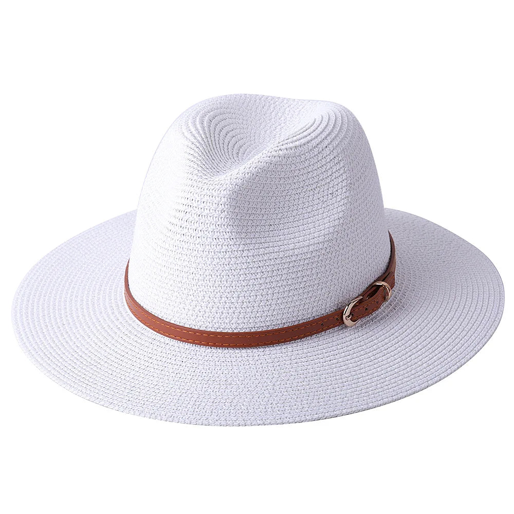 56-58-59-60CM New Natural Panama Soft Shaped Straw Hat Summer Women's/Men's Wide Brim Beach Sun Cap UV Protection Fedora Hat