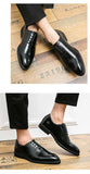 New Red Sole Brogue Shoes Men Black Business Men's Formal Shoes Lace-up Round Toe Spring/Autumn