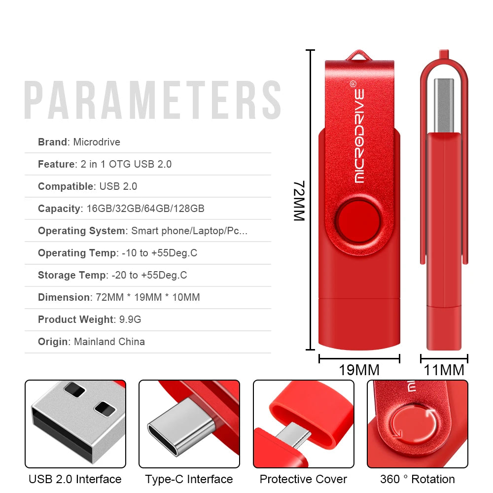 Metal OTG 2 IN 1 Type C pen drive 128GB usb memory stick 4GB 8GB 32GB 64GB 128GB cle usb cle usb flash drive memoria usb