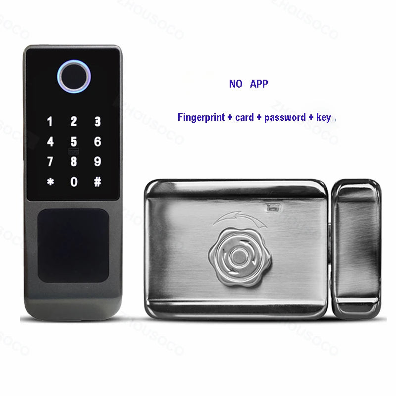 Tuya WIFI Double Side Fingerprint Lock Waterproof Outdoor Gate Passcode Rfid Card Keyless Smart Door Lock