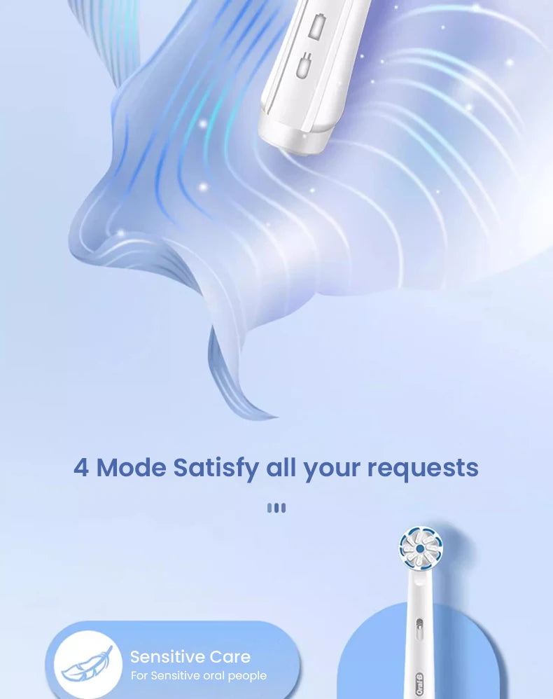 Cepillo de dientes eléctrico Oral B Pro4000 3D Action Clean, 4 modos, sensor de presión visible, dientes más blancos, recargable para adultos.