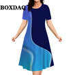 New 2026 Women's Striped Abstract Printed Dress Elegant Fashion Casual Short Sleeve Summer Dresses Ladies Plus Size Clothing 9XL