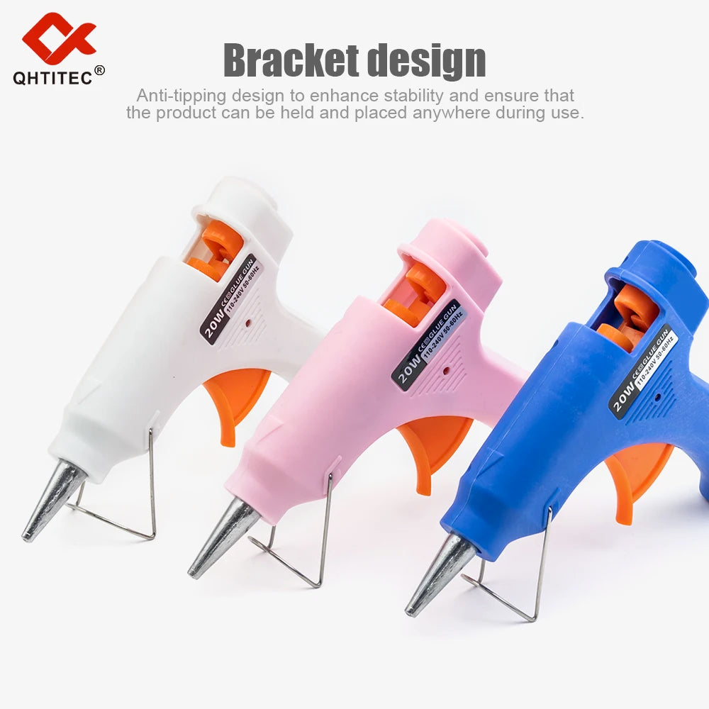 JCD 20W Hot Melt Glue Gun with 7MM 10Pcs Transparent Glue Stick Mini Gun Home Electric Temperature Gun Maintenance Tools