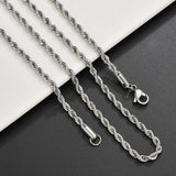 Bwise 3/4mm 316L Rope Chain Necklace Stainless Steel Never Fade Choker Waterproof Men Women Jewelry Gold Color Chains Gift
