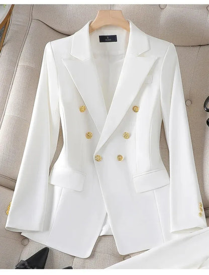 Elegant Women's Fashionable White Western-Style Suit Zihongsuitsuit High-End Business Attire Long-Pants Set For Special Occasion