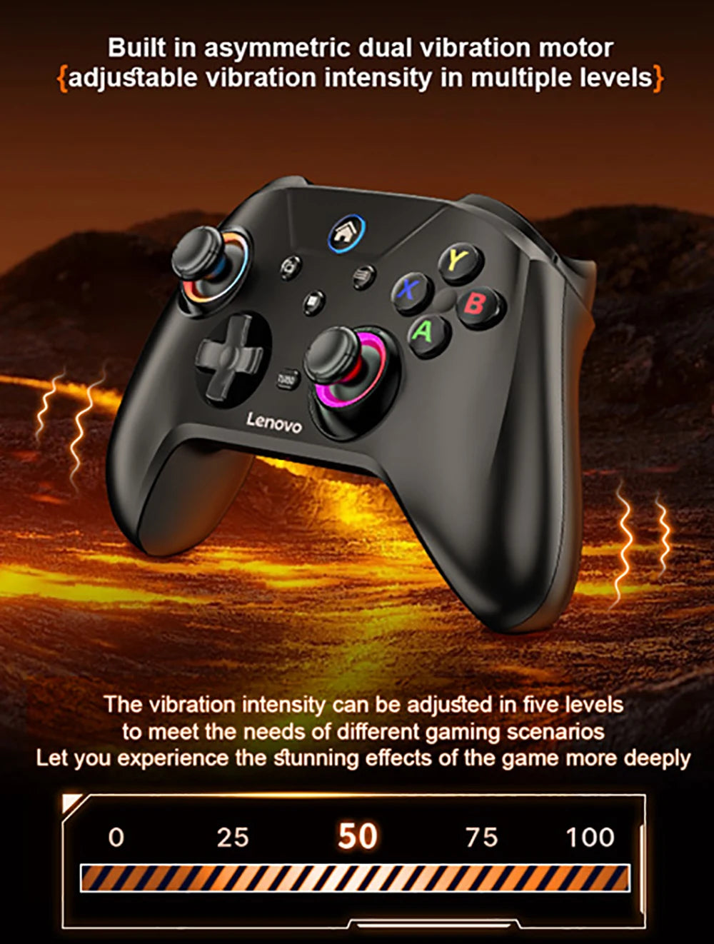 Lenovo S02 Wireless Bluetooth Gaming Controller, Dual Hall Trigger Wireless Gamepad, For Switch, PC, Android, IOS, TV