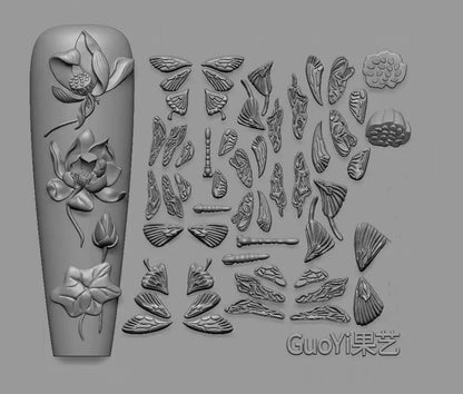 1pc Bowknot Candles Jellyfish Shell Rose Leaf  3D Acrylic Mold Nail Art Decoration Nails DIY Design Silicone  Nails Mold