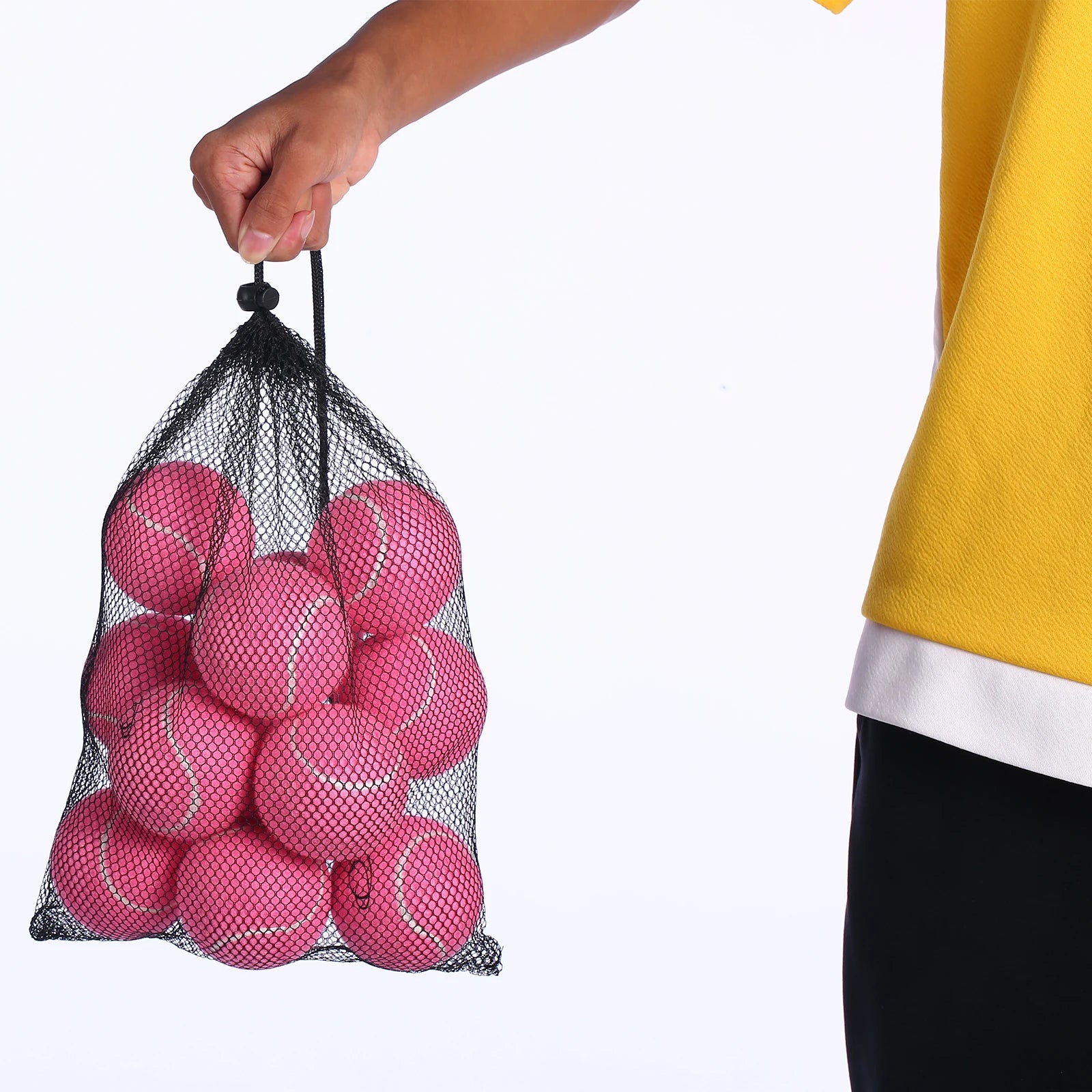 12pcs Tennis Balls with Mesh Carry Bag Practice Ball High Elasticity Pet Dog Playing Balls Outdoor Training Sports Rubber Tennis