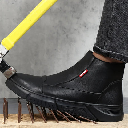 Latest 2023 Waterproof Men Leather Boots Steel Toe Cap Safety Work Shoes Anti Smashing Indestructible Construction Welding Boots