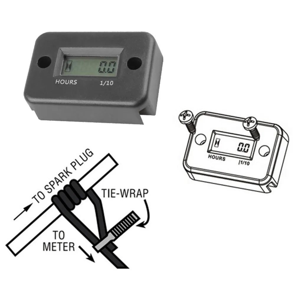 Digital Hour Meter LCD Counter For ATV Motorcycle Instruments Clocks Snowmobile Boat Generator Bike Car Accessories