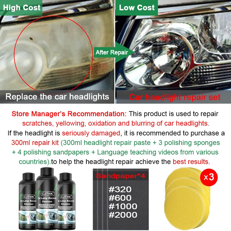 Kits De Polimento De Restauração De Faróis De Carro, Reparação De Faróis, Polidor De Luz, Pasta De Limpeza, Agente De Remodelação De Tinta