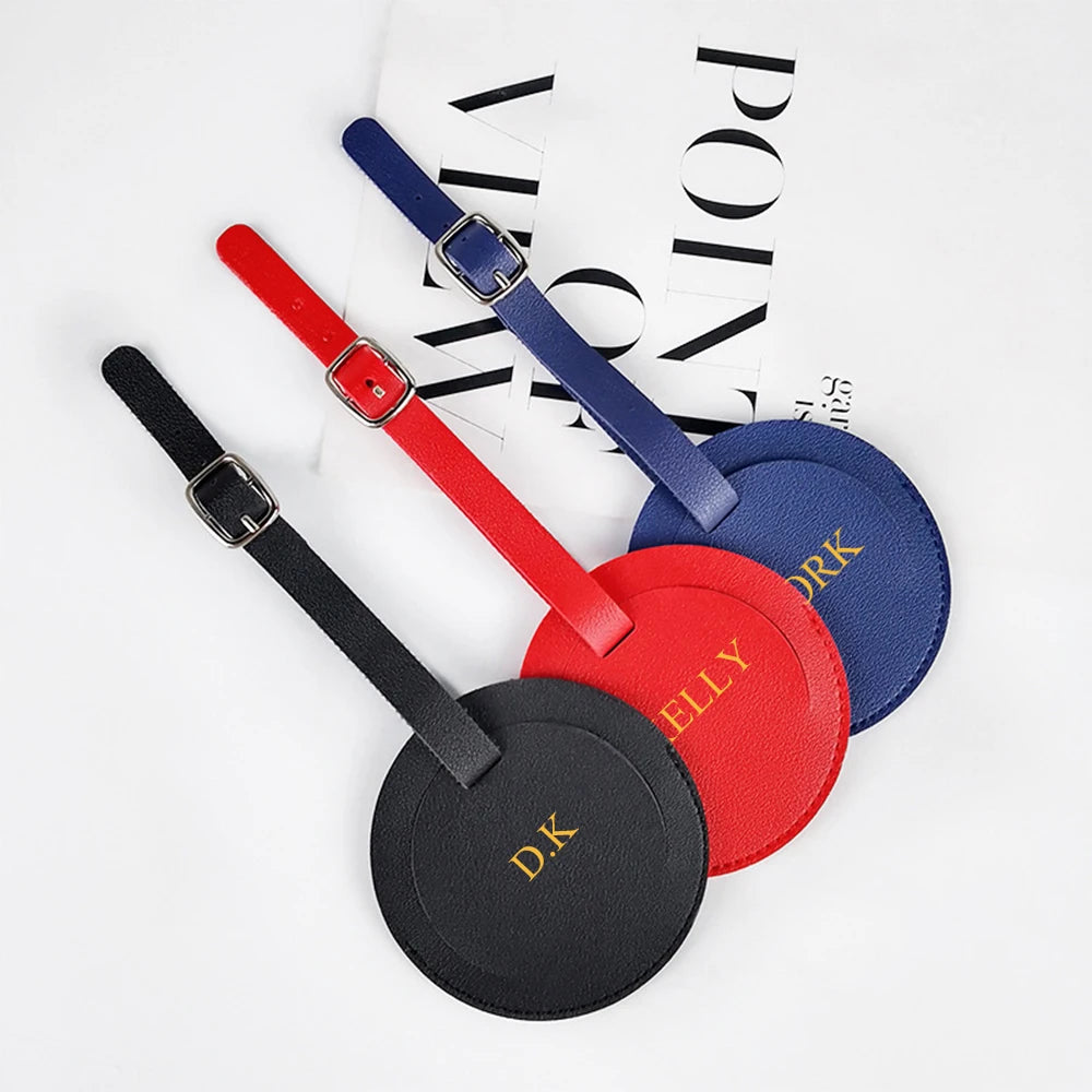Custom Letters Saffiano PU Leather Luggage Tag Wholesale Personalize Initial Travel Accessories Women Men Suitcase Name Card Tag