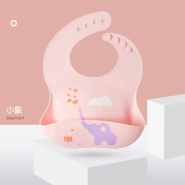 1pc Baby Lunch Apron Toddler Silicone Bibs Baby Kids Girl Boys Waterproof Saliva Cartoon Feeding Baby Silicone Bib Aprons 