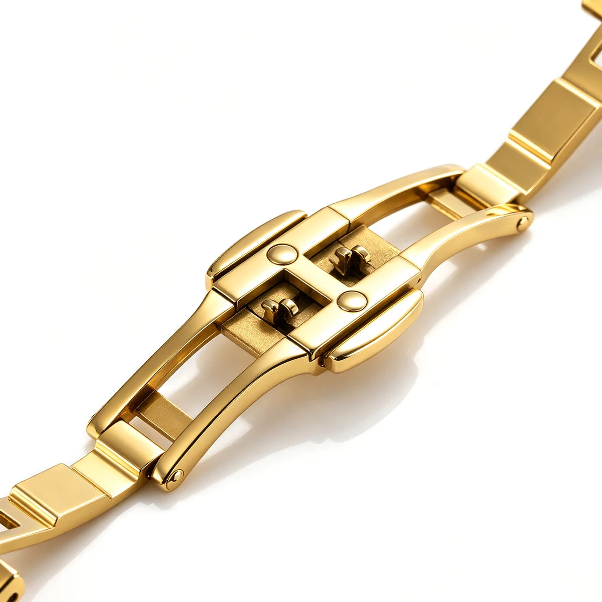 Relógio Feminino Quadrado BERNY Luxo – Quartz em Aço Inoxidável à Prova D'Água