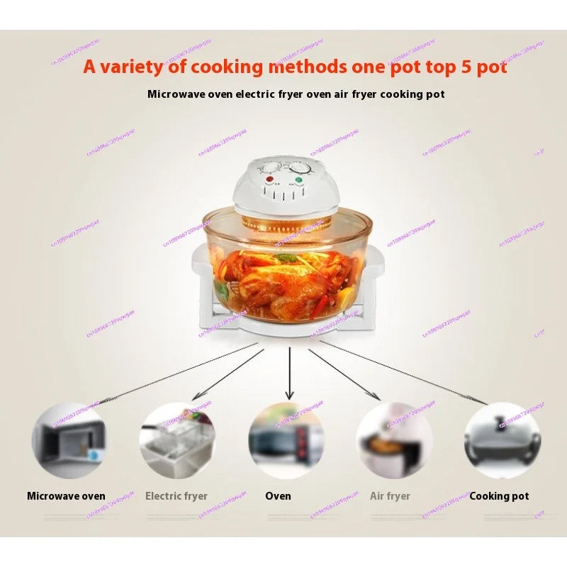 12L Light Wave Furnace Glass Air Fryer Grilled Chicken Grilled Chips Hot Air Circulation Air Furnace
