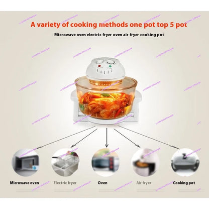12L Light Wave Furnace Glass Air Fryer Grilled Chicken Grilled Chips Hot Air Circulation Air Furnace