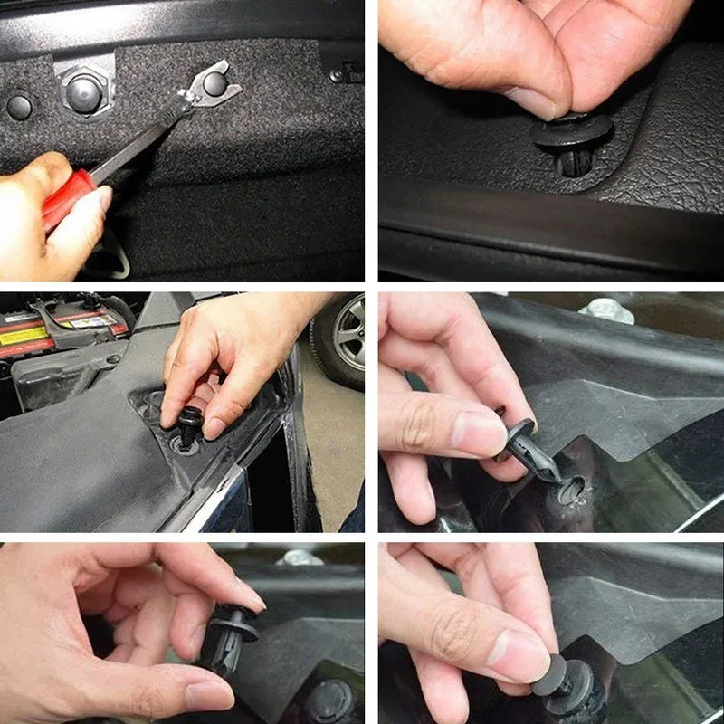 190 clips de retención para coche, 6 tamaños, kit de clips de plástico para automoción, clips para panel de moldura, remaches para parachoques de carrocería.