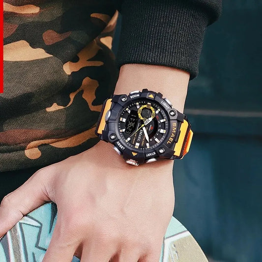 Relojes deportivos de moda SMAEL para hombre, resistentes a los golpes, 50 m, impermeables, reloj de pulsera con alarma LED, cronómetro, reloj militar 8040 para hombre