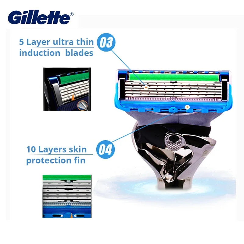 Gillette Fusion ProGlide Power Razor Shaver 5 Layer Blades Male Face Beard Hair Trimmer Men\'s Razor Machine Original