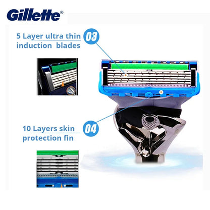 Gillette Fusion ProGlide Power Razor Shaver 5 Layer Blades Male Face Beard Hair Trimmer Men\'s Razor Machine Original