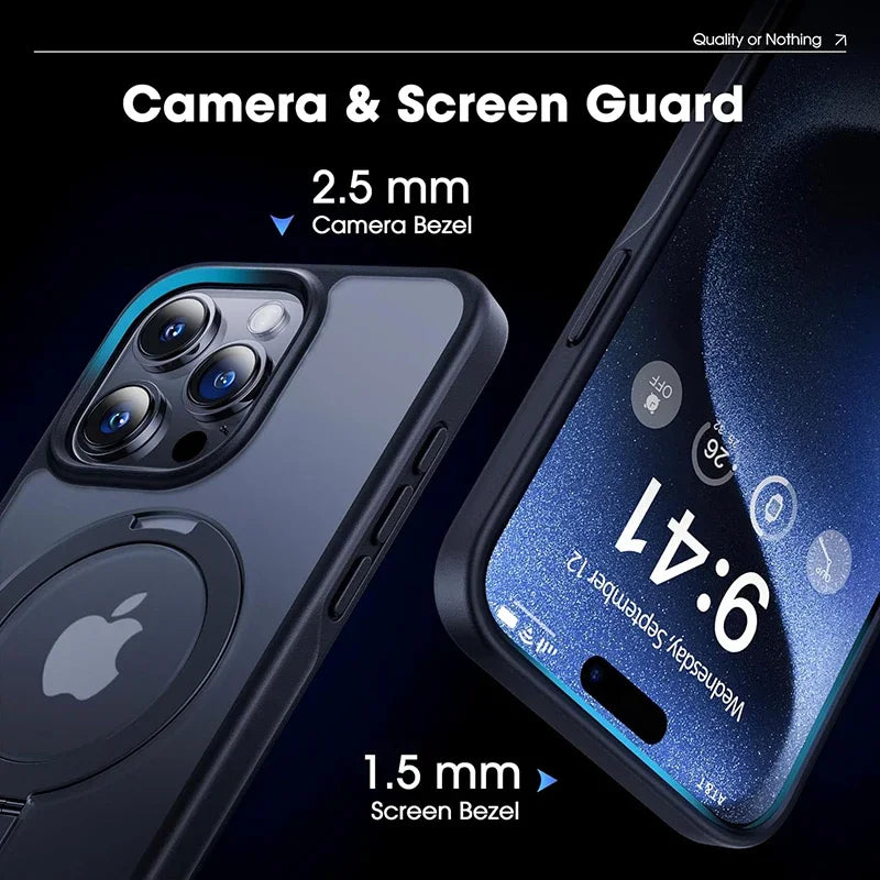 Matte Magnetic Mobile Phone Case with Ring Stand for iPhone 16 15 14 Pro Max Case Plus 13 11 12 Mobile Cases Translucent Cover