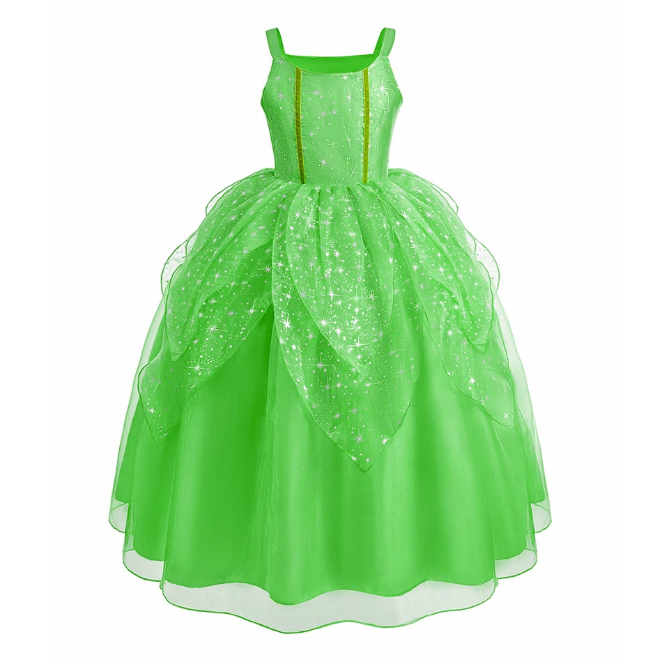 Girls Elsa Anna Dress Children Princess Carnival Dress Kids Jasmine Rapunzel Pageant Flower Disguise Cosplay Christmas Costume