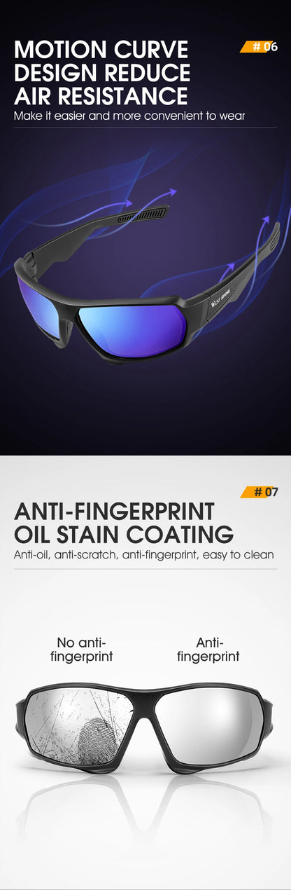 WEST BIKING HD Polarized Cycling Sunglasses UV400 Protection MTB Road Bike Eyewear Men Outdoor Sport Bicycle Fishing Glasses