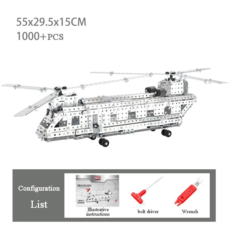 Children DIY Metal 3D Assembly Building Blocks Aircraft Warship Model Screw Nut Metal Toys Adult High-Difficulty Puzzle