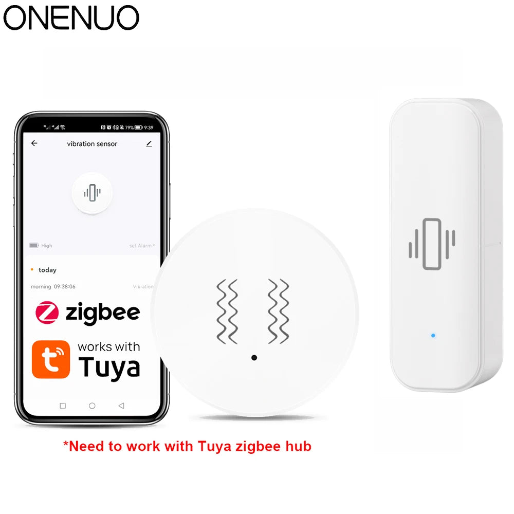 Tuya ZigBee Vibration Detector Smart Life App Monitor remote Security Protection Zigbee Sensor Motion Shock Alarm Need Gateway