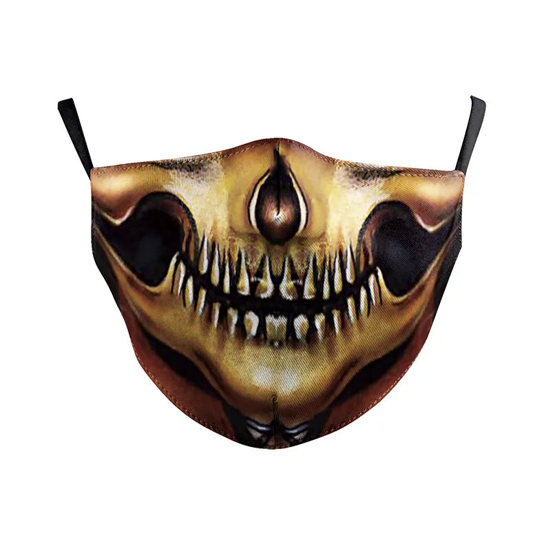 Máscara Unissex Ajustável Impressa em 3D com Estampa de Caveira de Terror (Fantasma/Zumbi/Meia-Face) para Festas, Halloween e Carnaval (Adulto)