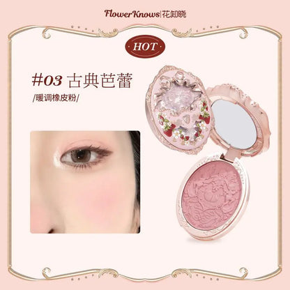 Flower Knows Unicorn Embossed Blush Palette Long Lasting and Easy To Apply Matte Natural Brightening Swell Blush Makeup Maquiage