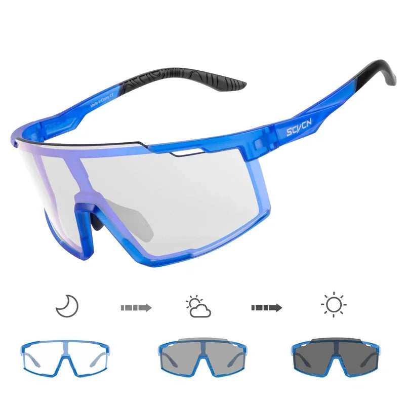 SCVCN Photochromic Cycling Sunglasses Sports Bicycle Glasses MTB Mountain Bike Goggles Accessories UV400 Outdoor Eyewear Men