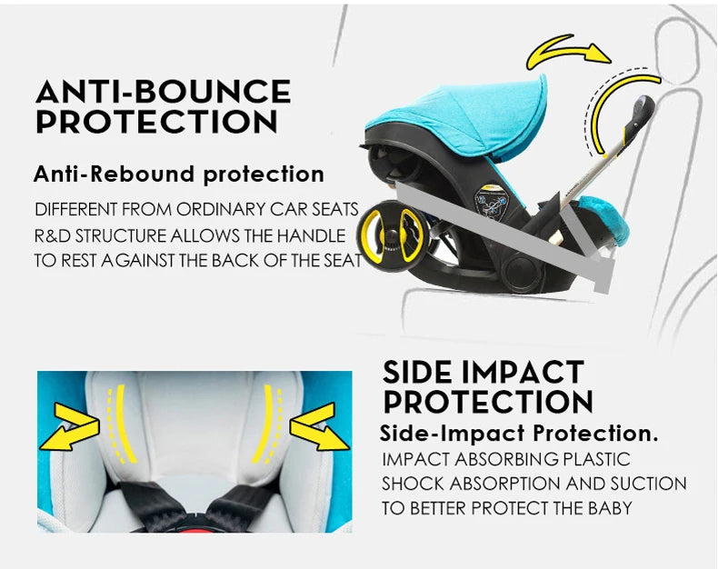 Cochecito de bebé compacto 4 en 1, asiento de coche, cochecito ligero 3 en 1, sistema de viaje todo en uno para recién nacidos, cochecito Doona