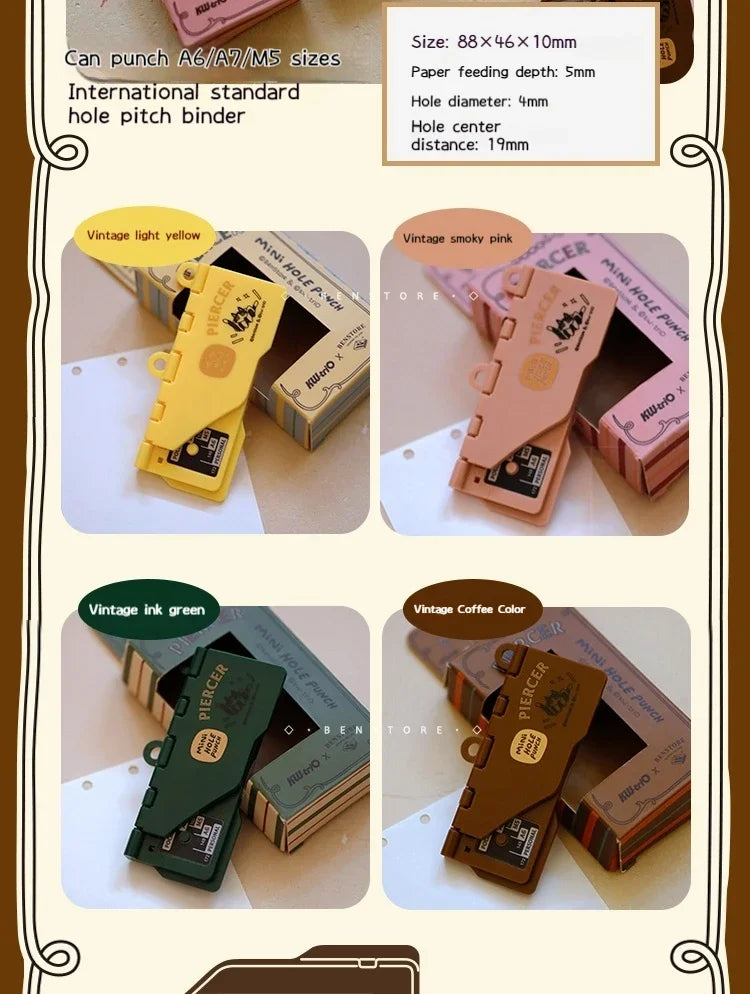 3-Hole 4mm Card Hole Punch Limited Edition Loose Leaf Notebook M5/A7 Portable Binder Punching Machine Office Supplies For 1paper