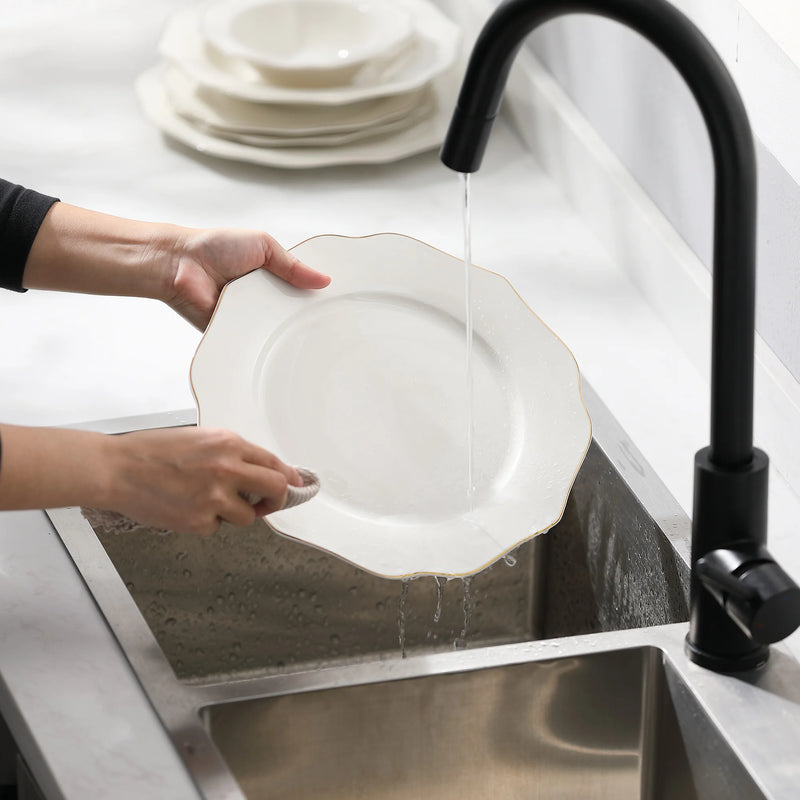 MALACASA LOTUS 16/32-PIECE Nordic European White Porcelain Tableware Set with Bowl,Dinner&Dessert&Soup Plate Set for 4/8