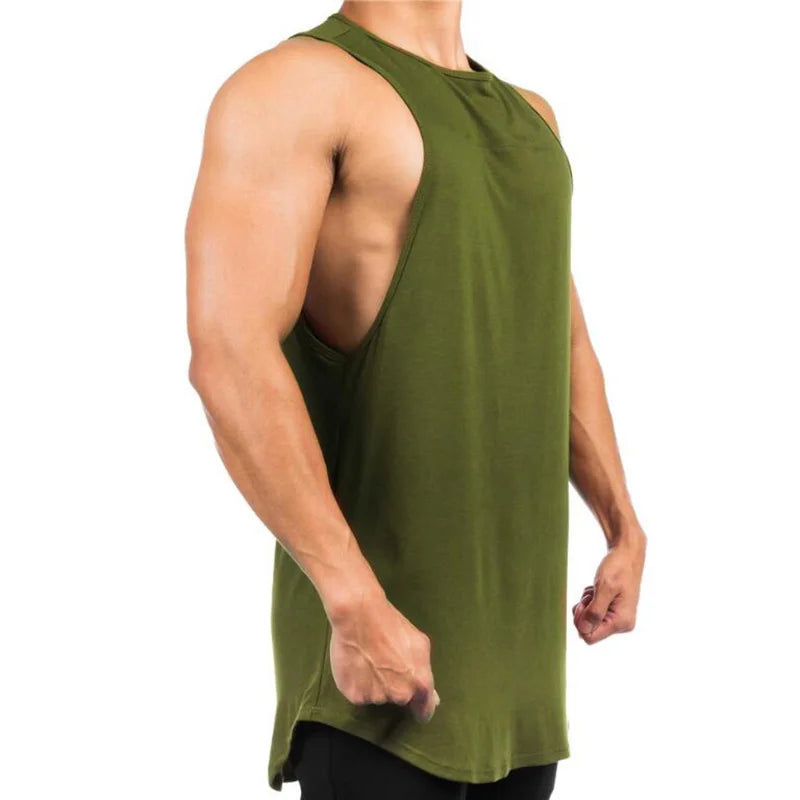 Camisetas sin mangas de algodón para hombre, Camiseta deportiva transpirable de Color sólido para culturismo y Fitness, camisetas holgadas para entrenamiento muscular