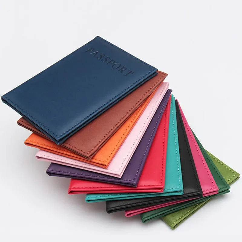 Fashion Women Men Passport Cover Pu Leather Solid color Travel ID Credit Card Passport Holder Packet Wallet Purse Bags Pouch