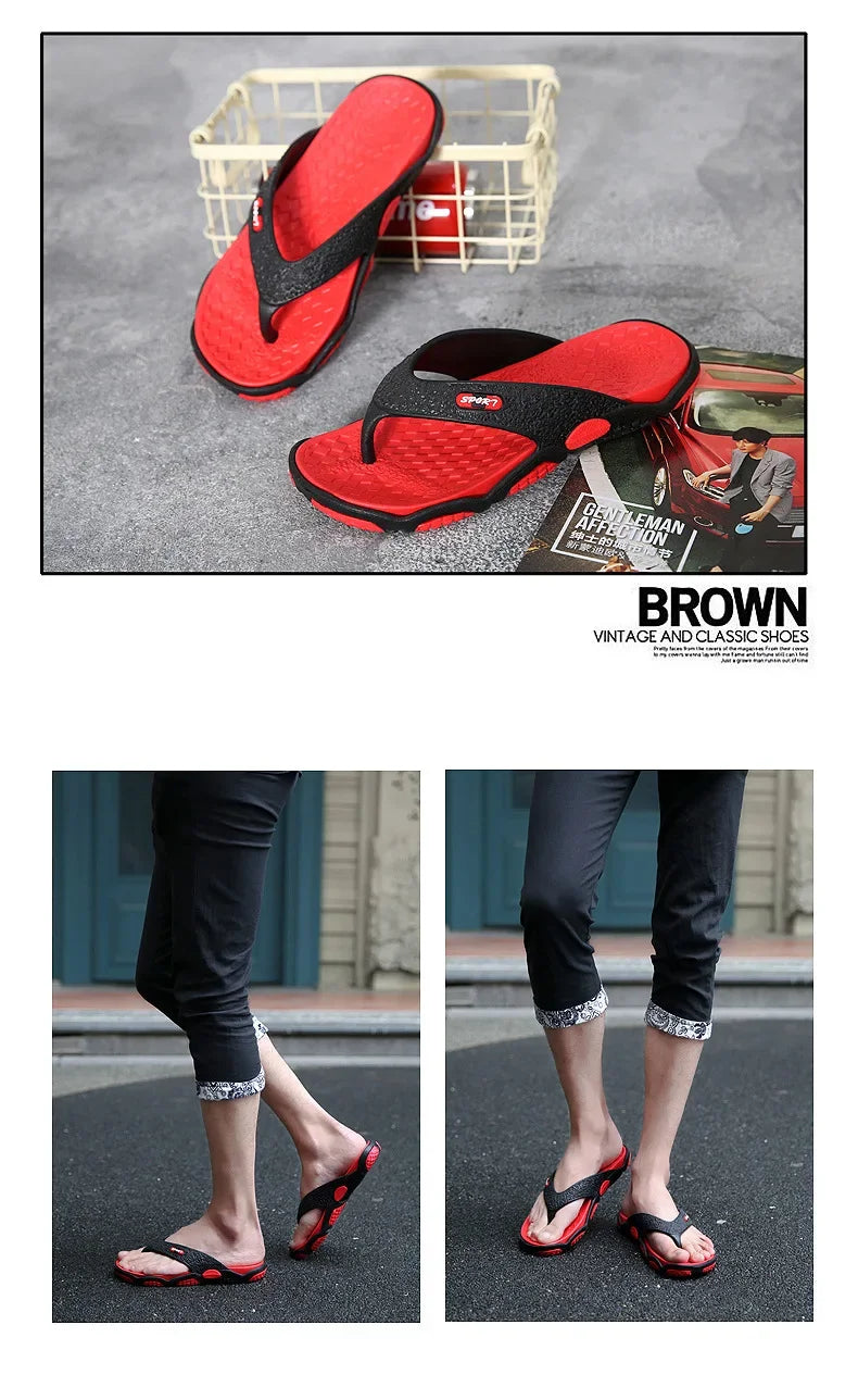 Men's Summer 2025 Trendy Flip Flops Beachwear Slippers Anti-slip Deodorant Casual Shoes Plastic Slip-On Sandals for Adults