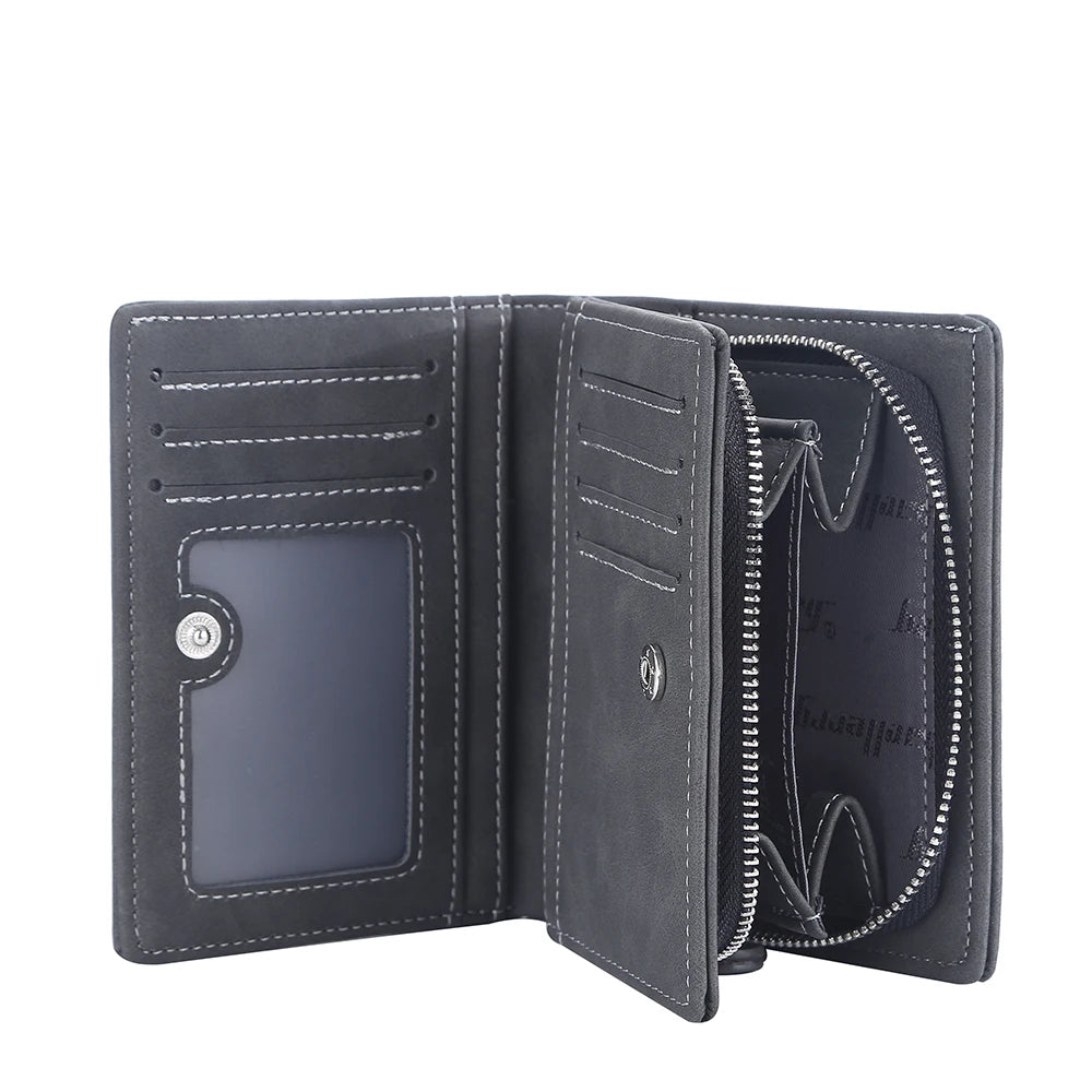 New Leather Men Wallets High Quality Zipper Short Desigh  Wallet Hipster Credit Card Holders Inserts Coin Purses Vintage Walltes
