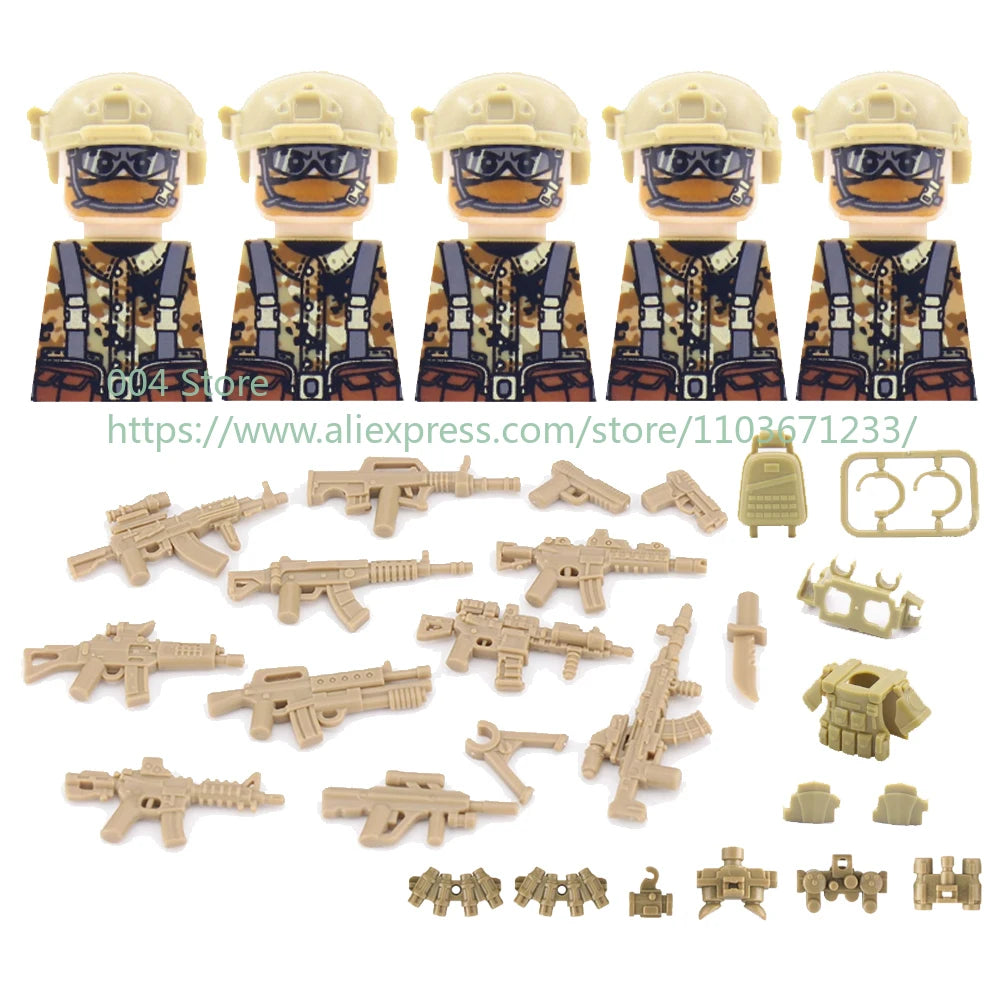 Military Special Forces Action Figure Building Blocks Ghillie Suit Weapons Sniper SWAT Ghost KSK Police Bandit Boy Toy Gift F029