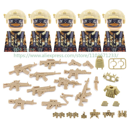 Military Special Forces Action Figure Building Blocks Ghillie Suit Weapons Sniper SWAT Ghost KSK Police Bandit Boy Toy Gift F029