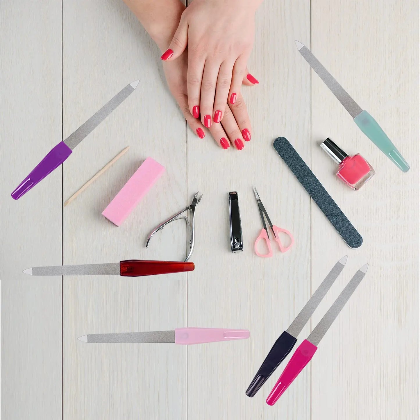 Lima de uñas de metal (6 piezas), limas de uñas para uñas naturales hechas de acero inoxidable, limas de uñas en forma de espada con punta afilada.