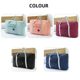 New Polyester Travel Handbag Large Capacity Waterproof Duffle Bag Solid Color Foldable Hand Luggage Shoulder Bag Women&Men