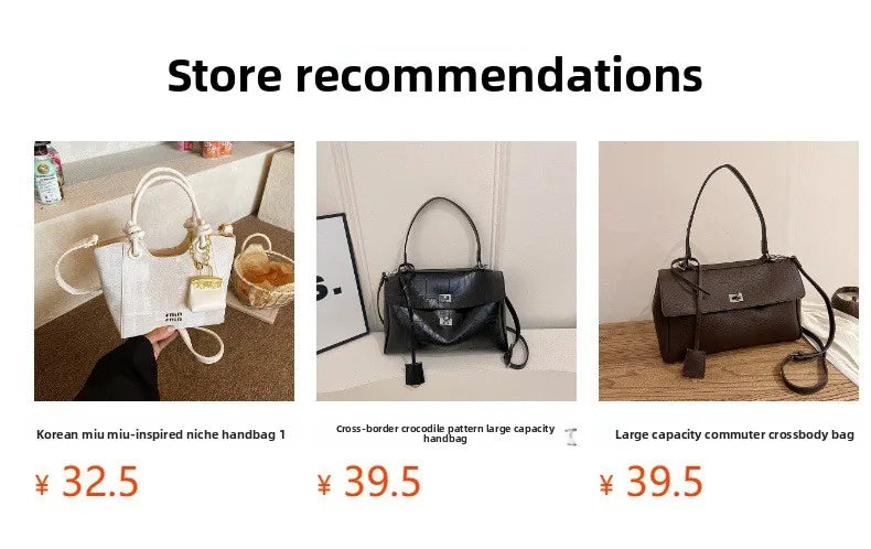 Casual Large Capacity Lychee Pattern Single Shoulder Slant Cross Bag Versatile Underarm Bag Simple Stylish Tote Bag