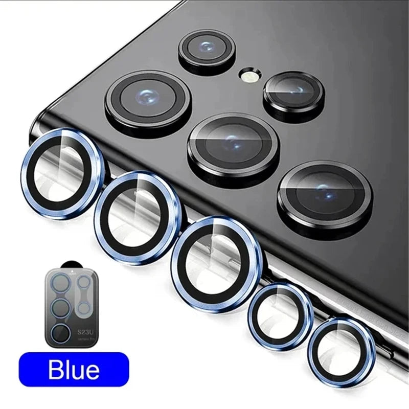 Metal Lens Ring Glass For Samsung Galaxy S24 S23 S22 Ultra Plus Z Flip Fold 6 Camera Protection Cover Tempered Glass Accessories