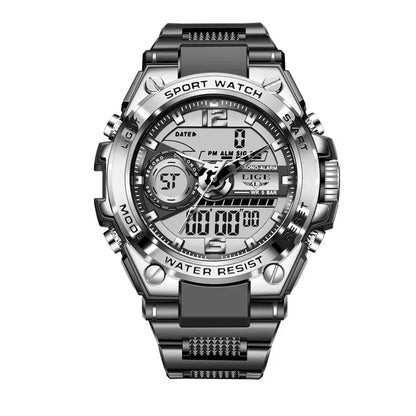 Reloj militar LIGE para hombre, digital, resistente al agua hasta 50 m, LED, de cuarzo, deportivo, grande, Masculino