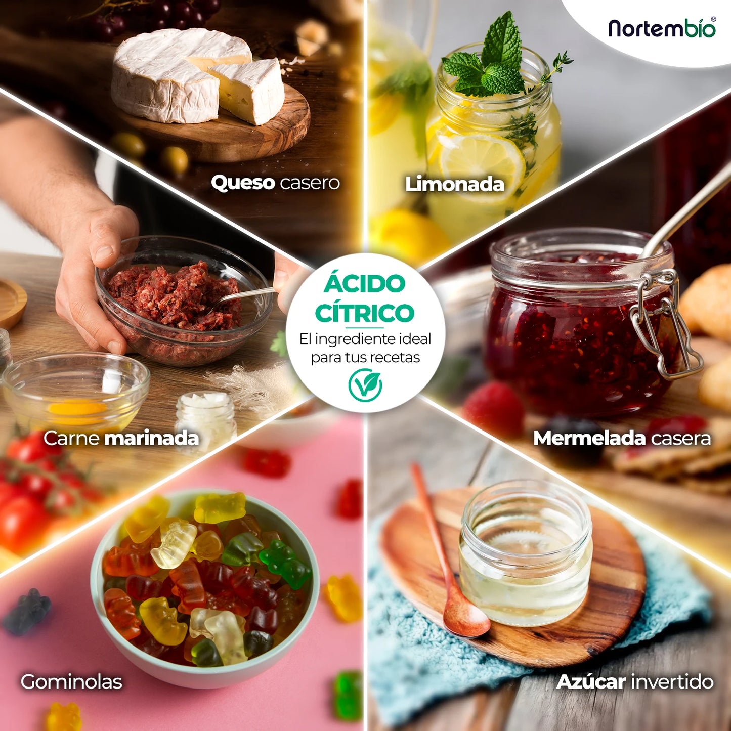Nortembio 100% pure organic food citrus acid 2.7kg |   Kitchen and pastry |   Suitable for vegetarians, vegans and celiacs |   E-book included |   Without gluten