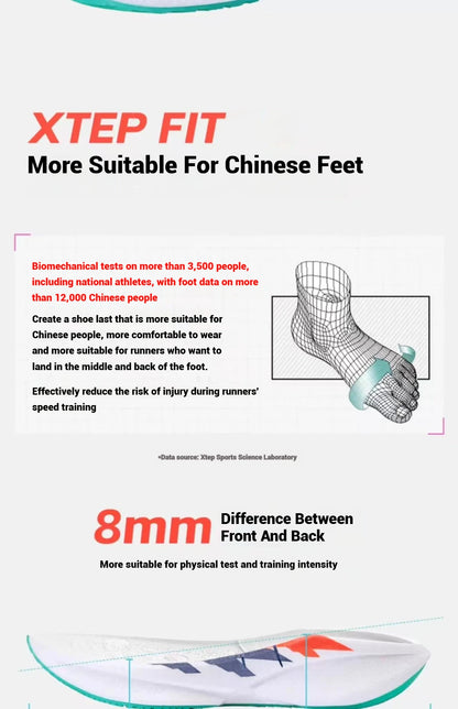 Xtep 360X 2.0 Professional Marathon Running Shoes For Men Racing Carbon Plate Shock Absorbent Sports Training Shoes 975219110035